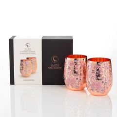 Floral Copper Glasses 450ml - Set of 2