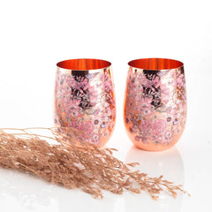 Floral Copper Glasses 450ml - Set of 2