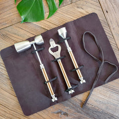 Steel and Antique Brass Cocktail Kit