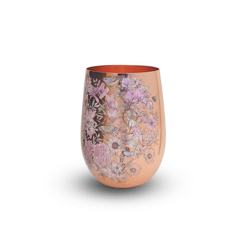 Floral Copper Glasses 450ml - Set of 2