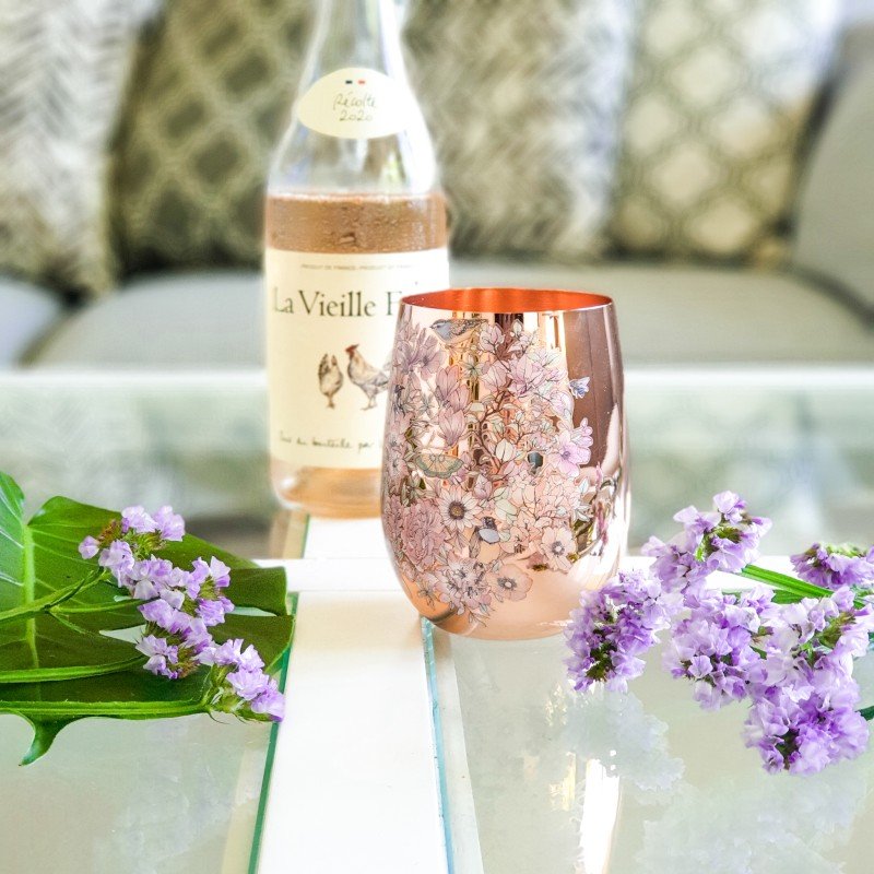 Floral Copper Glasses 450ml - Set of 2